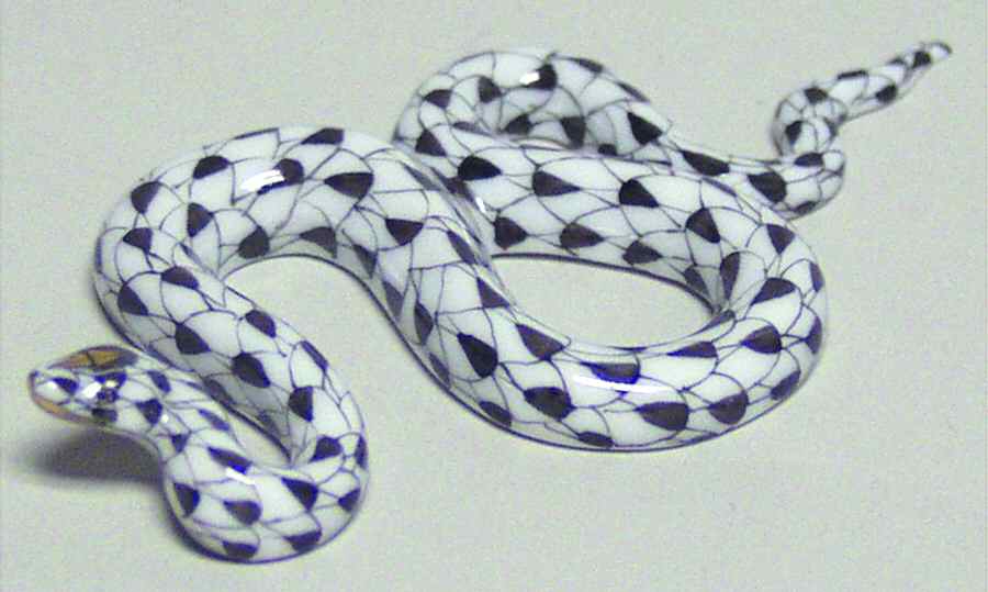 Reptiles-Snakes Miniature Snake-Black - No Box by Herend-1