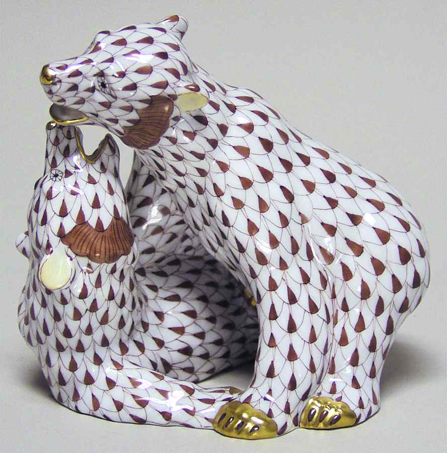 Bears Pair Of Bear Cubs-Chocolate - No Box by Herend-1