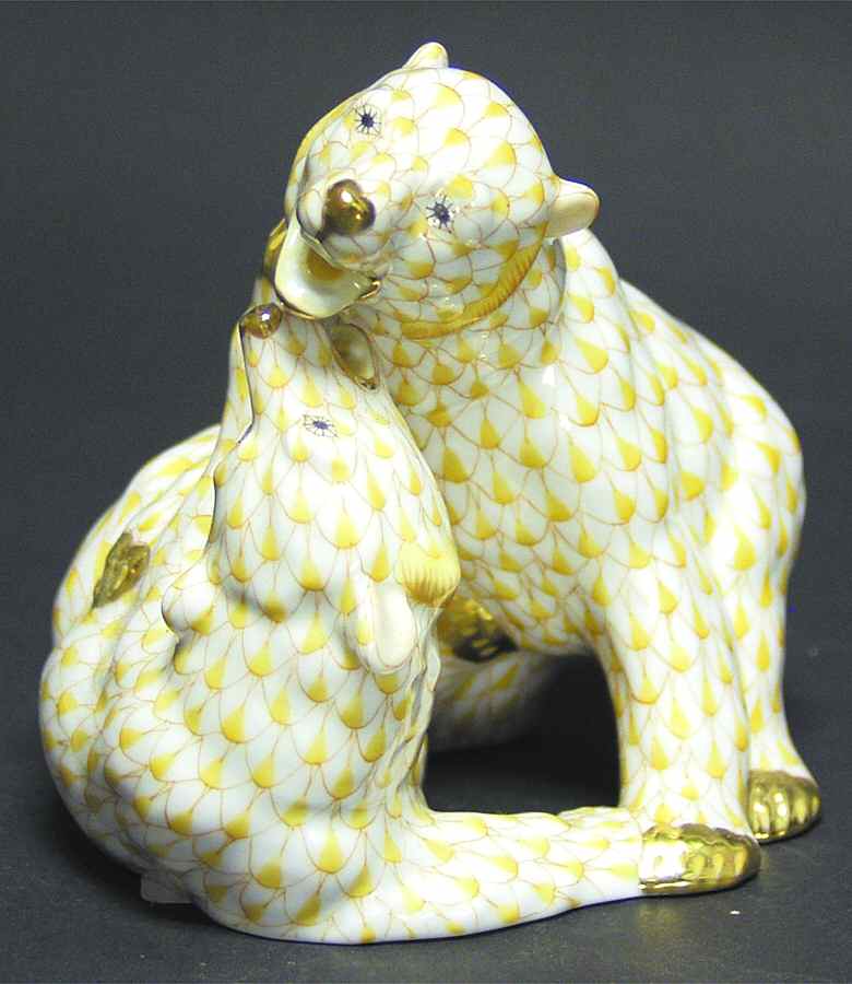 Bears Pair Of Bear Cubs-Butterscotch - No Box by Herend-1