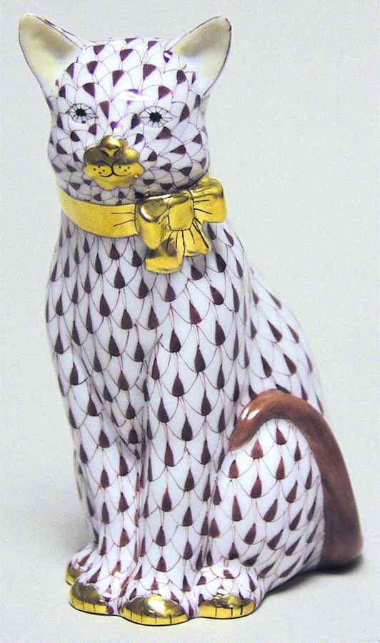 Cats Cat With Bow-Chocolate - No Box by Herend-1