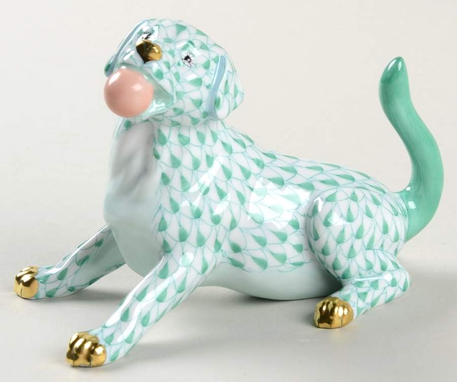 Dogs Labrador With Ball-Green - No Box by Herend-1