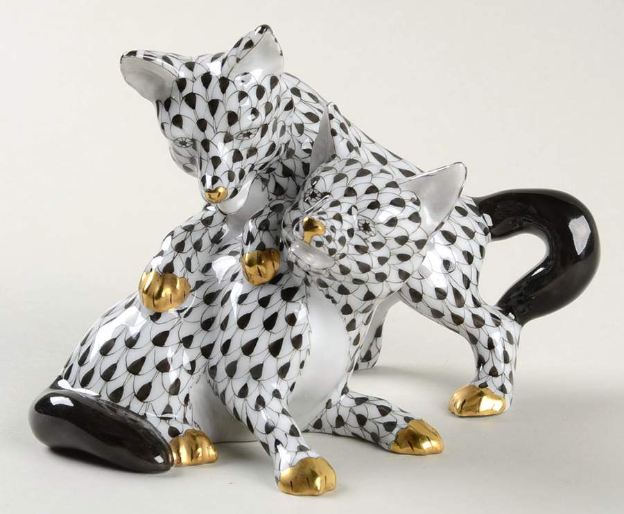 Foxes Foxes-Black - No Box by Herend-1