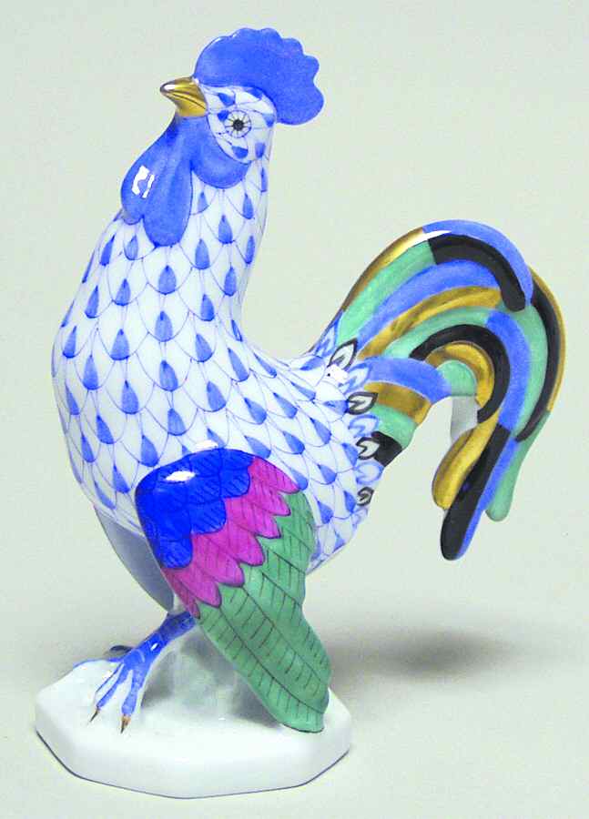 Roosters Small Cocky Rooster-Blue - No Box by Herend-1