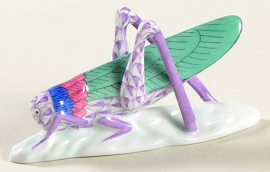 Bugs & Friends Grasshopper-Lilac - No Box by Herend-1
