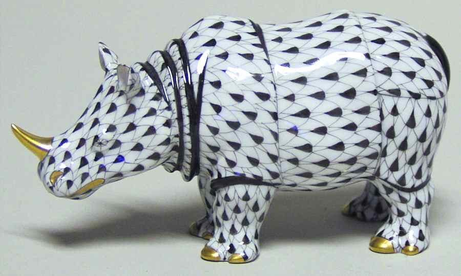 Hippos & Rhinos Rhino-Black - No Box by Herend-1