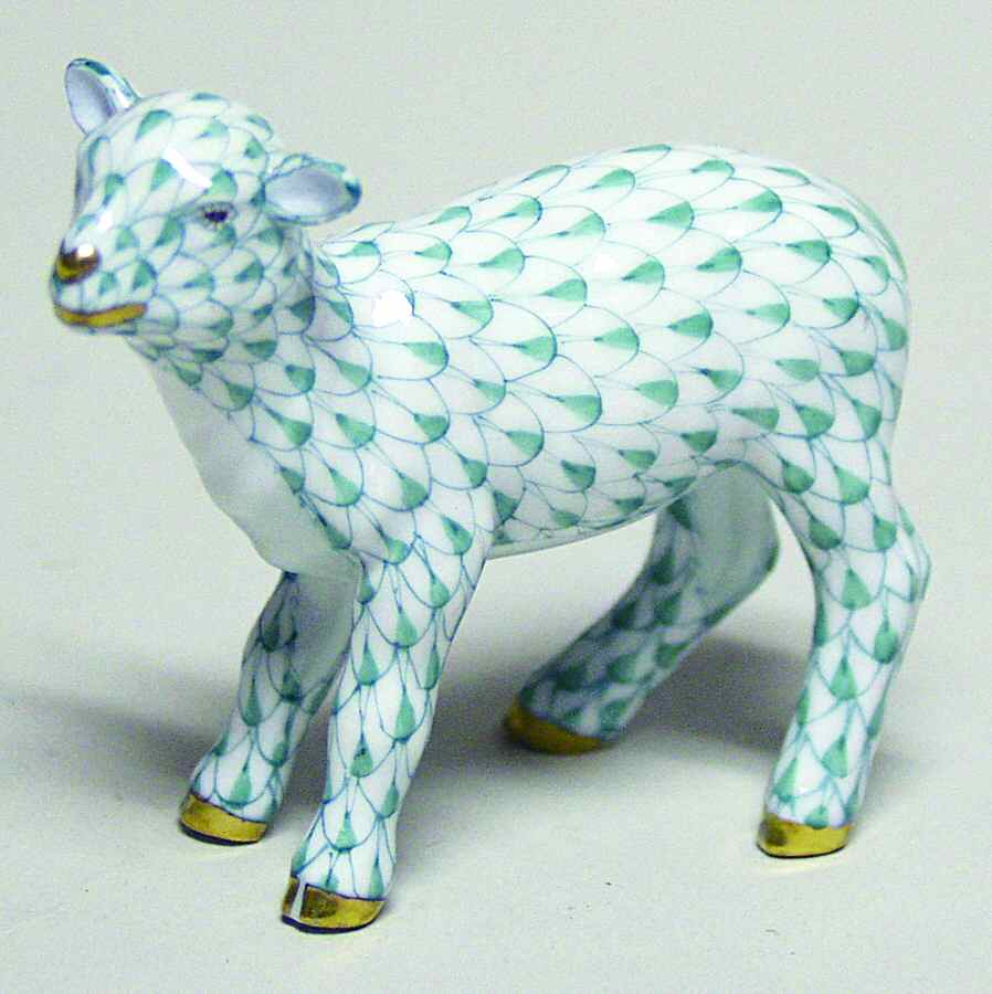 Lambs & Goats Baby Lamb-Green - No Box by Herend-1