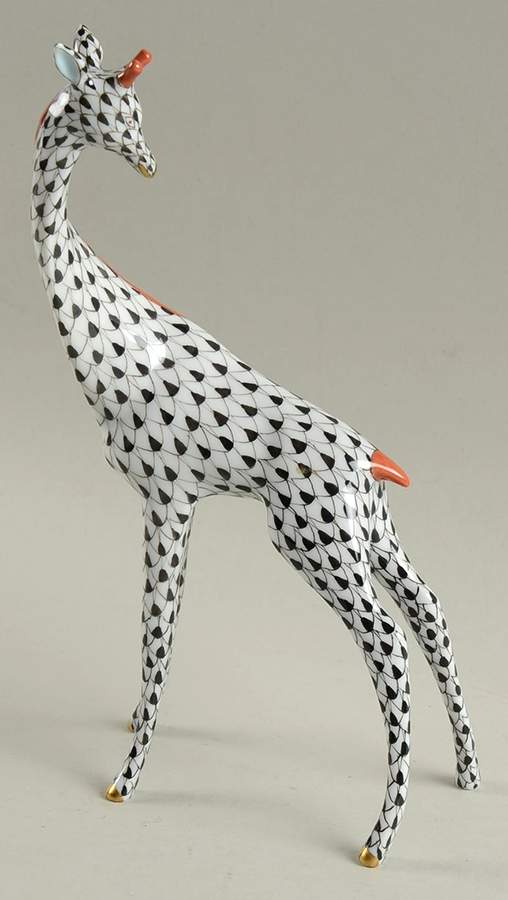 Wild Animals Giraffe-Black/Rust Accent - No Box by Herend-1
