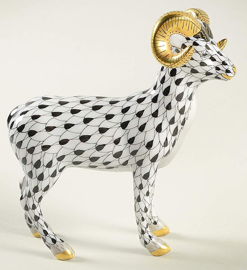 Rams Ram Standing-Black - No Box by Herend-1