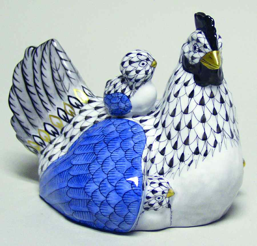 Hen & Chicks Hen And Chicks-Black/Blue - No Box by Herend-1