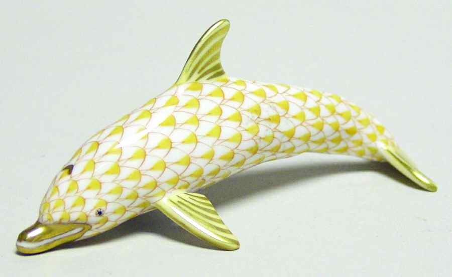 Dolphins Medium Dolphin-Butterscotch - No Box by Herend-1