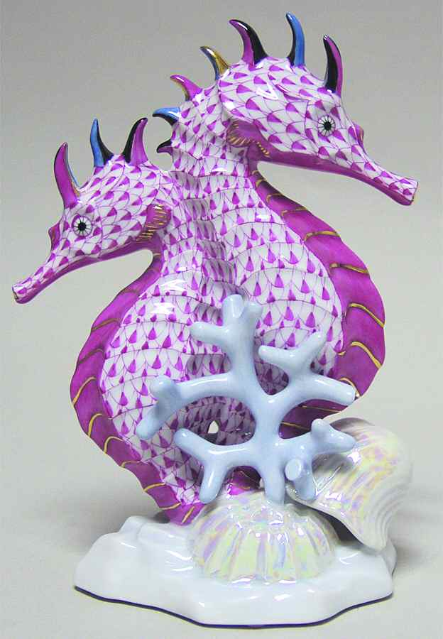 Sea Marine Animals Seahorses-Raspberry - No Box by Herend-1