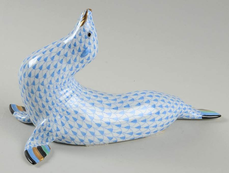 Sea Marine Animals Large Sea Lion-Blue - No Box by Herend-1