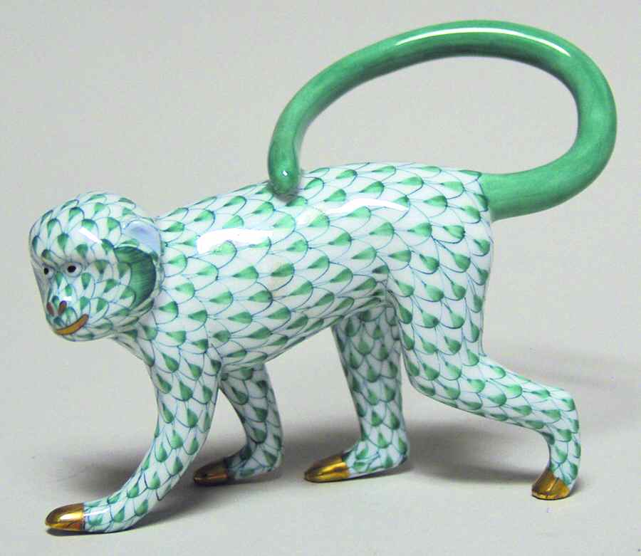 Monkeys Walking Monkey-Green - No Box 42 by Herend-1