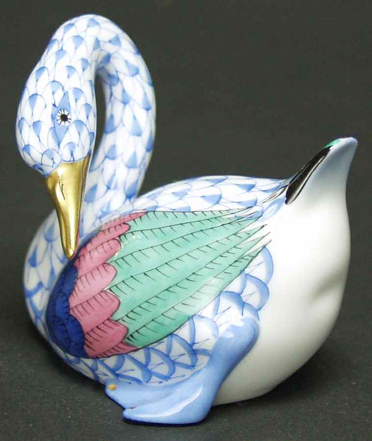 Waterfowl Swan-Blue - No Box by Herend-1