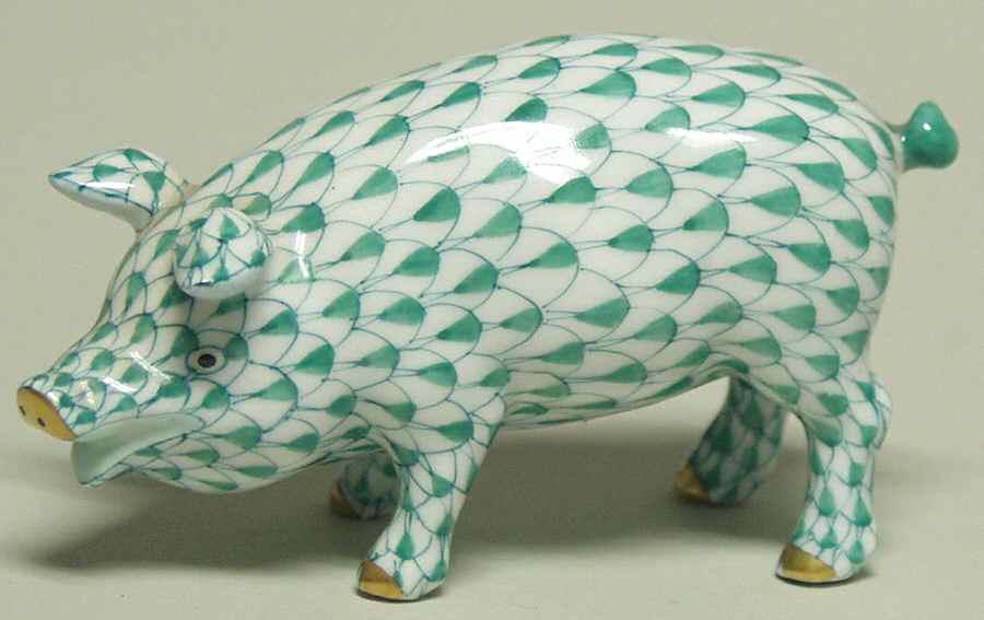 Pigs Pig-Green - No Box by Herend-1