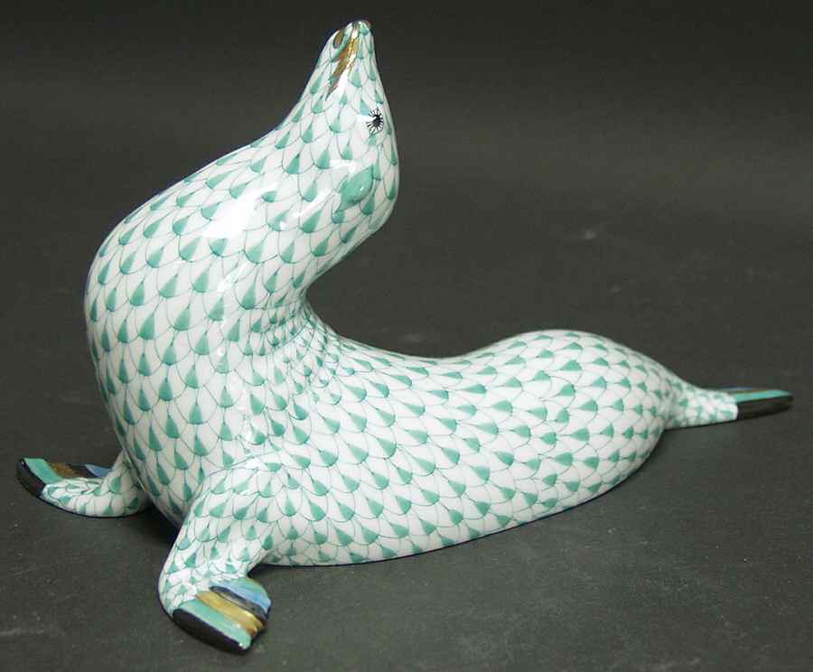 Sea Marine Animals Large Sea Lion-Green - No Box by Herend-1