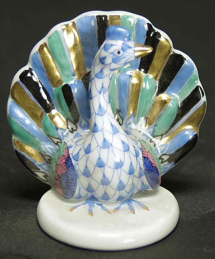 Birds Peacock-Blue - No Box by Herend-1