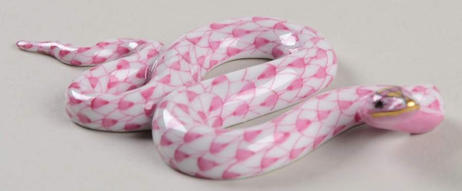 Reptiles-Snakes Miniature Snake-Raspberry - No Box by Herend-1