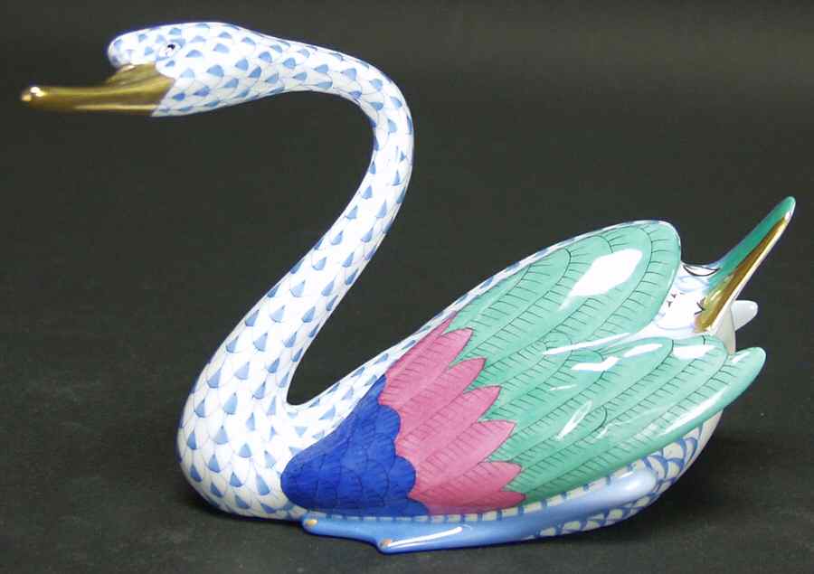 Waterfowl Swan-Blue - No Box by Herend-1
