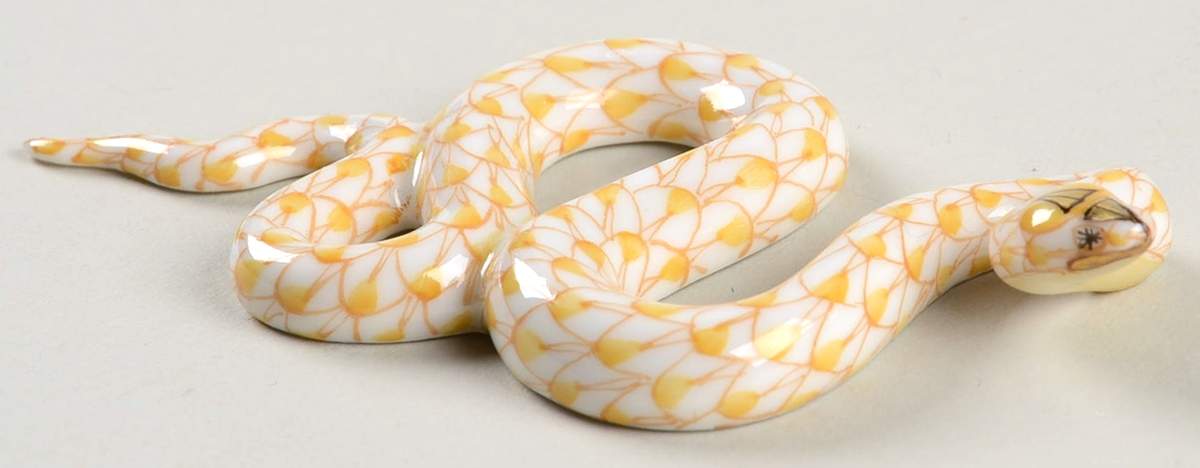 Reptiles-Snakes Miniature Snake-Butterscotch - No Box by Herend-1