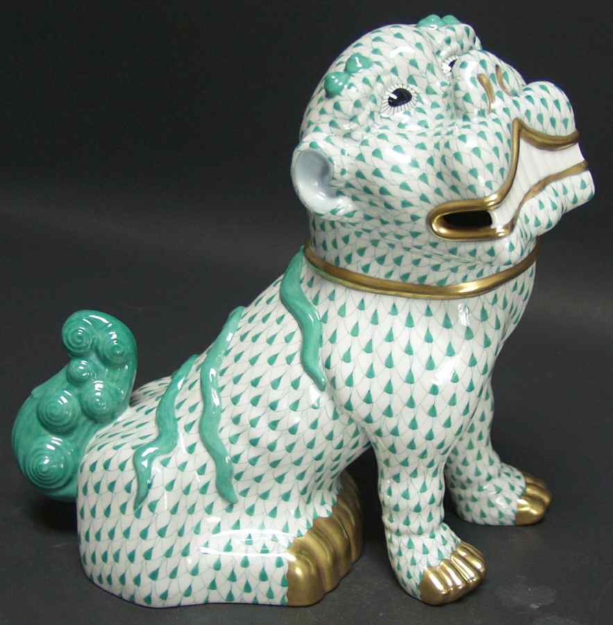 Asian Foo Dog-Green/Looking Right - No Box by Herend-1