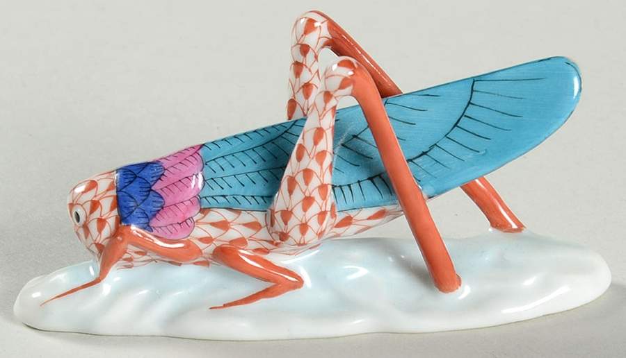 Bugs & Friends Grasshopper-Rust - No Box by Herend-1