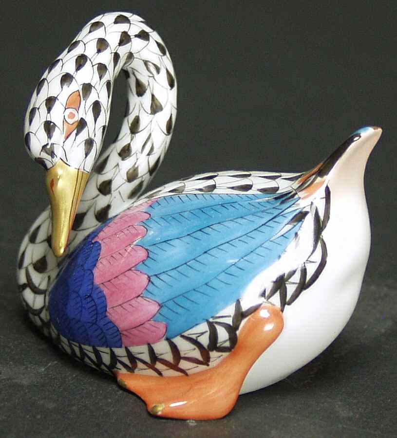 Waterfowl Swan-Black - No Box by Herend-1