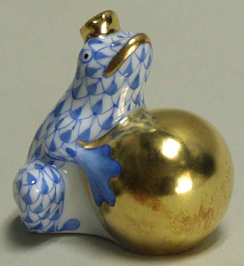 Frogs Frog On Ball-Blue - No Box by Herend-1