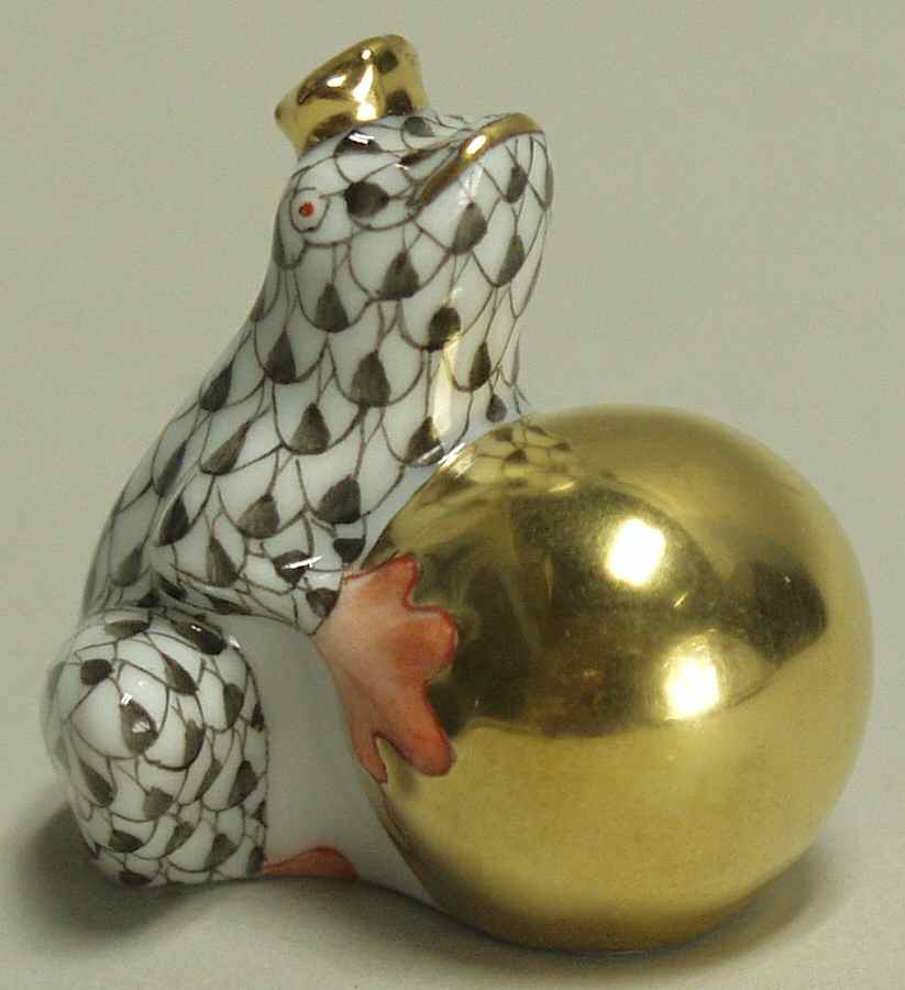 Frogs Frog On Ball-Black - No Box by Herend-1