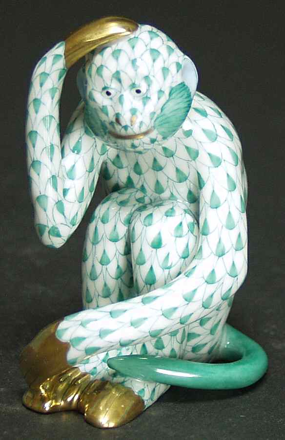 Monkeys Scratching Monkey-Green - No Box by Herend-1