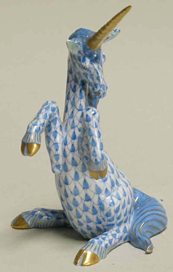 Myths and Legends Unicorn-Blue - No Box by Herend-1