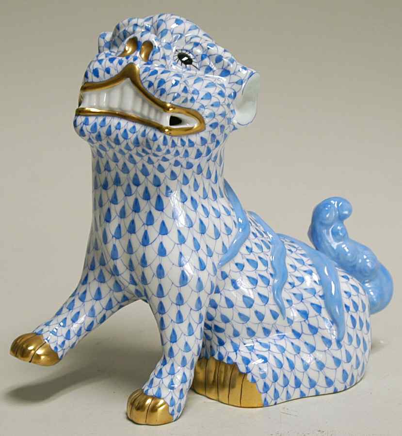Asian Foo Dog-Blue/Looking Left - No Box by Herend-1
