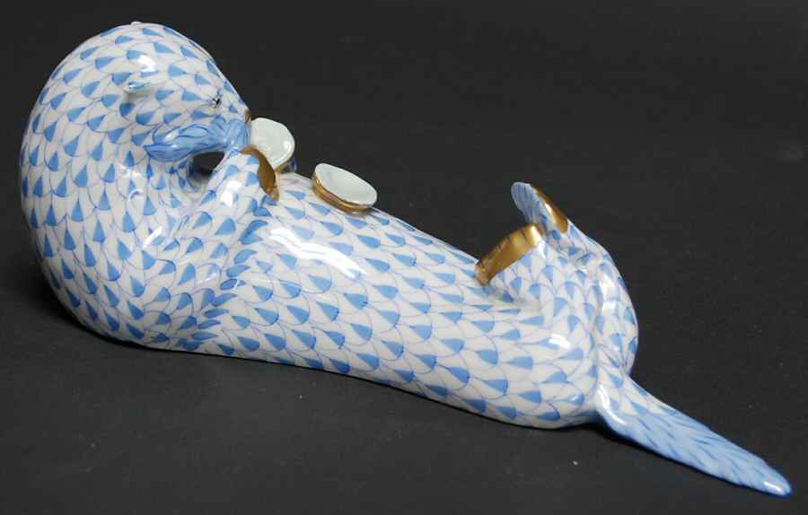 Sea Marine Animals Sea Otter-Blue - No Box by Herend-1