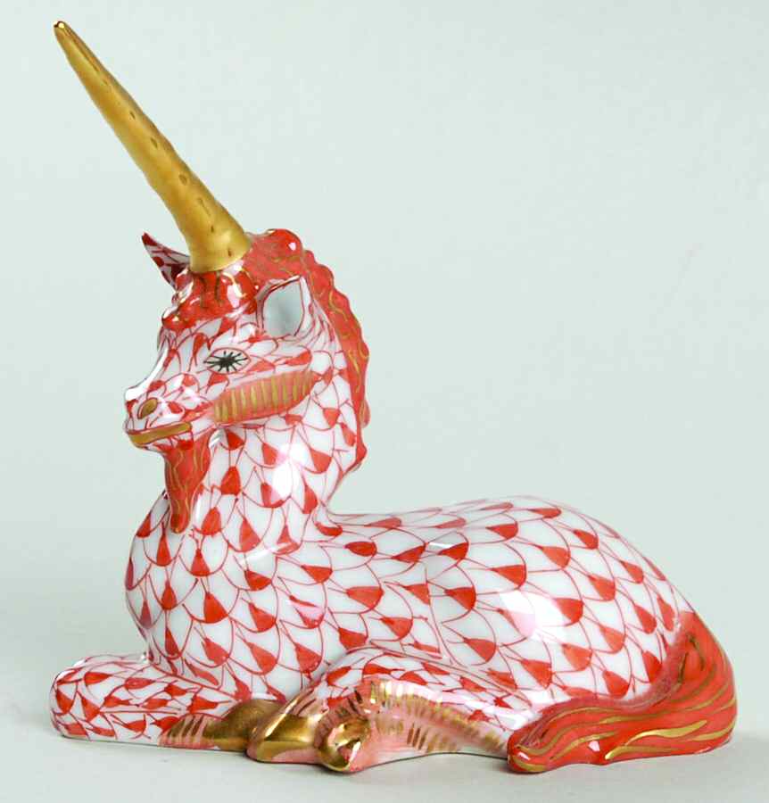 Myths and Legends Unicorn Lying-Rust - No Box by Herend-1