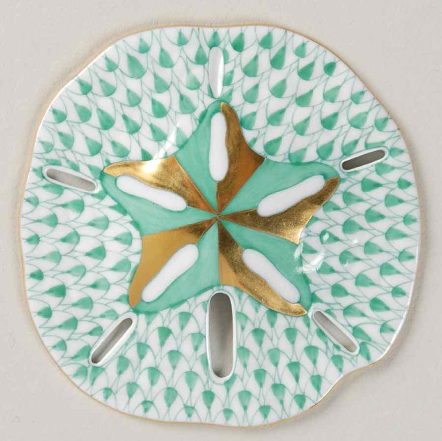 Shells Sand Dollar-Green - No Box by Herend-1