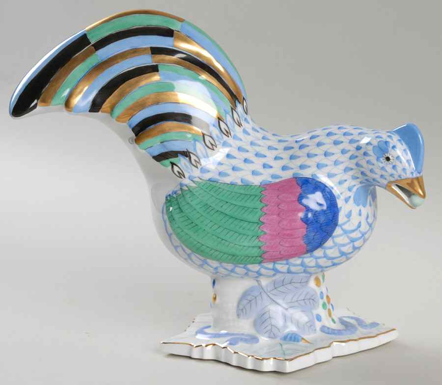 Roosters Rooster Looking Right-Blue - No Box by Herend-1