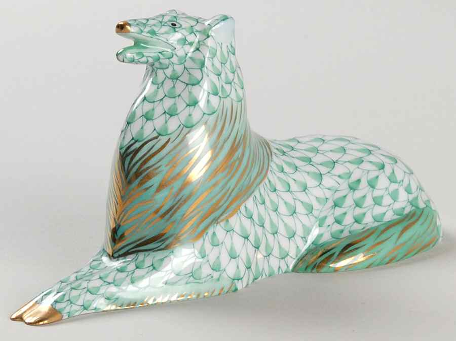 Dogs Collie-Green - No Box by Herend-1