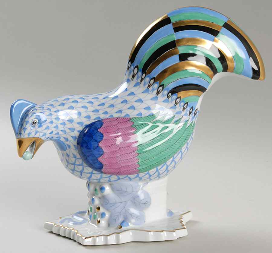 Roosters Rooster Looking Left-Blue - No Box by Herend-1
