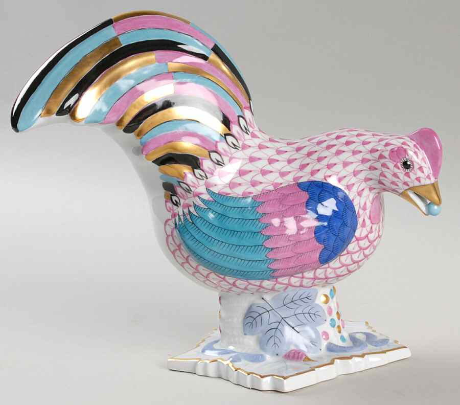 Roosters Rooster Looking Right-Raspberry - No Box by Herend-1