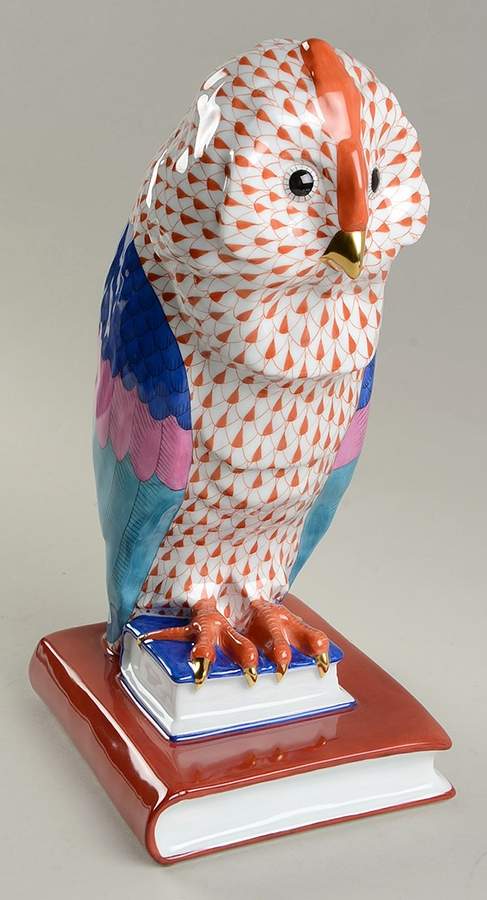 Bookends Owl-Rust/Left - No Box by Herend-1