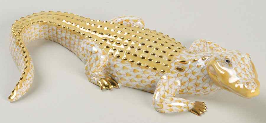Reptiles-Snakes Alligator-Butterscotch - No Box by Herend-1