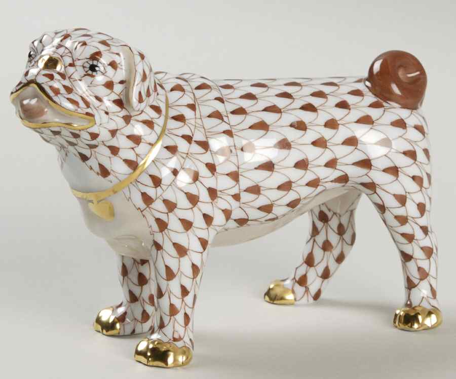 Dogs Pug Lola-Chocolate - No Box by Herend-1