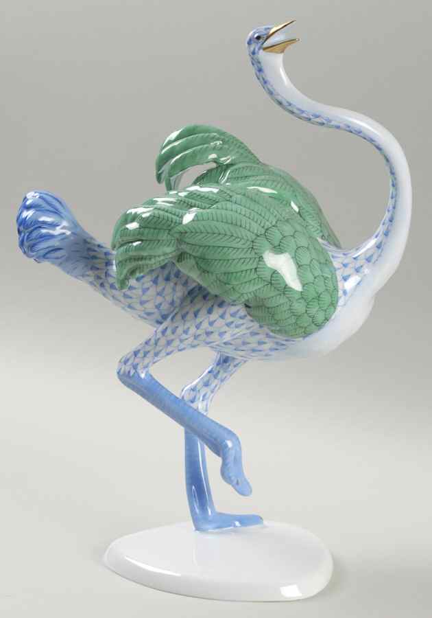 Wild Animals Ostrich Running-Blue - No Box by Herend-1