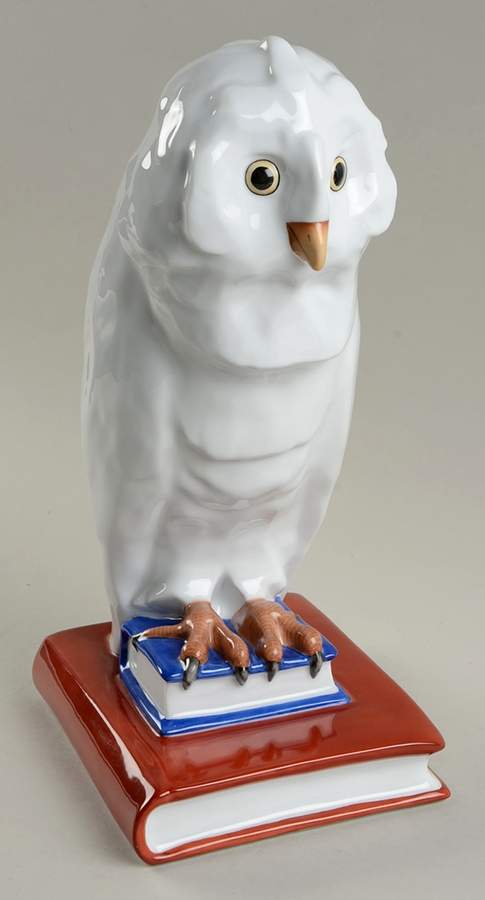 Bookends Owl-Natural White/Left - No Box by Herend-1