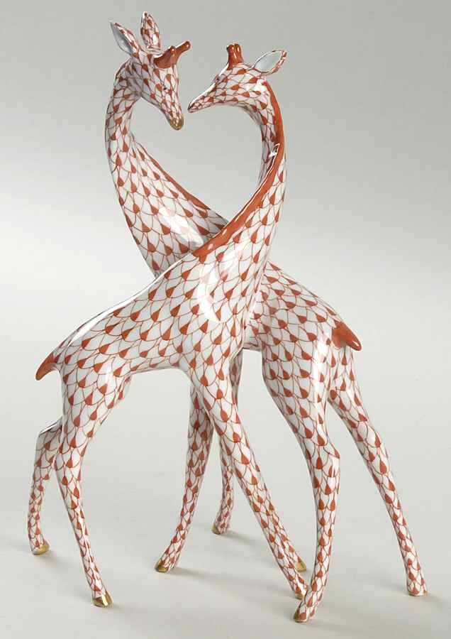 Wild Animals Pair Of Giraffes-Rust - No Box by Herend-1