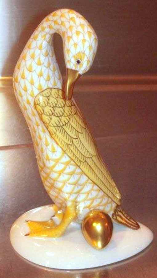 Nursery Rhymes-Fairy Tales Goose W/Golden Egg-Butterscotch - No Box by Herend-1