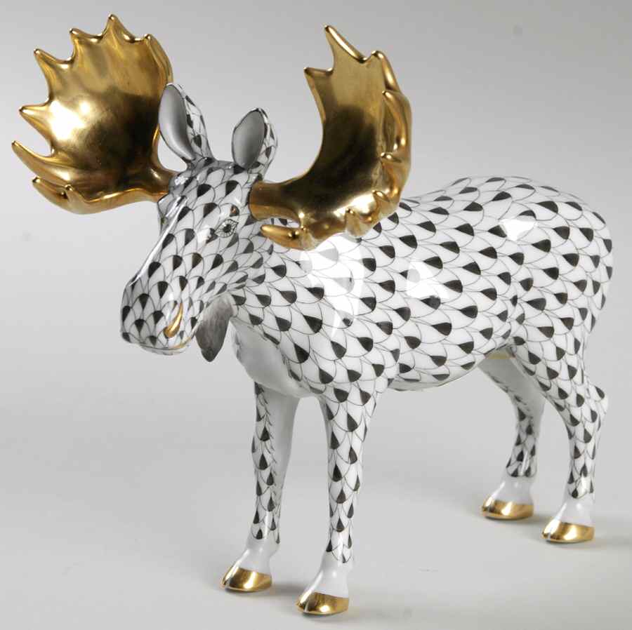 Deer Moose-Black - No Box by Herend-1