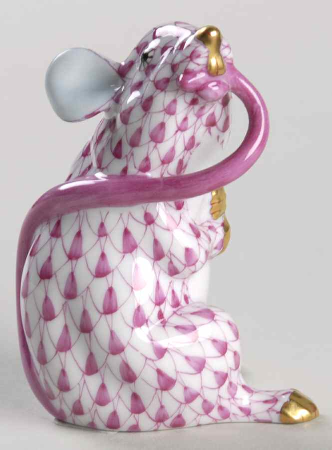 Rodents Mouse Eating Tail-Raspberry - No Box by Herend-1