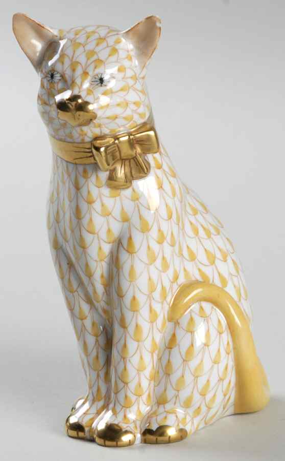 Cats Cat With Bow-Butterscotch - No Box by Herend-1