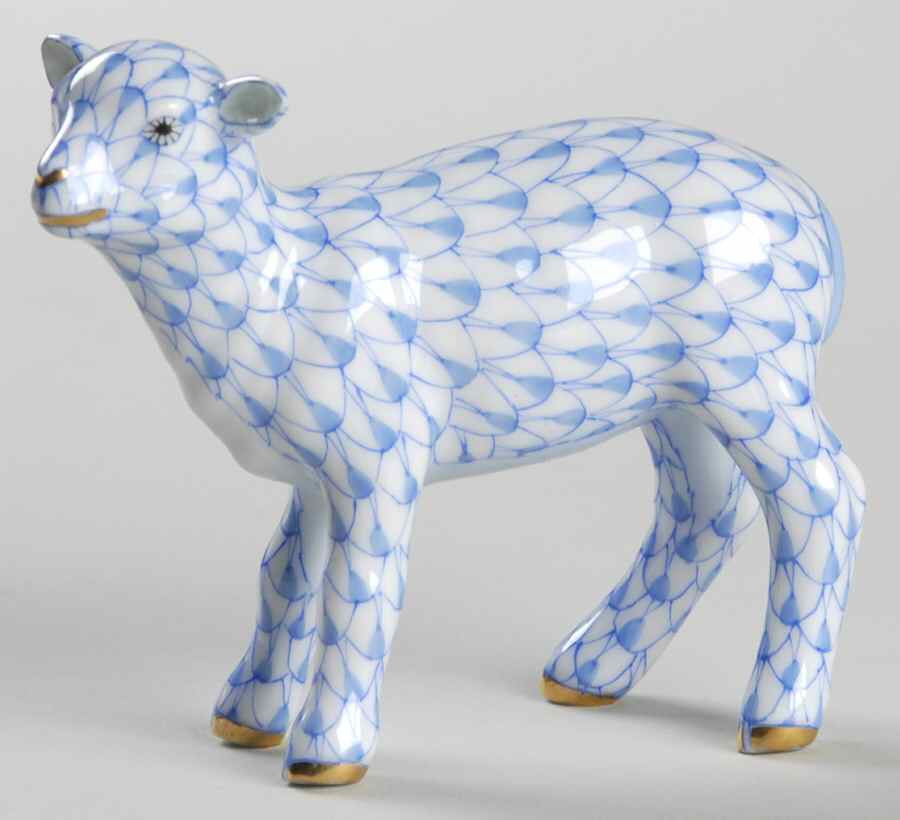 Lambs & Goats Baby Lamb-Blue - No Box by Herend-1